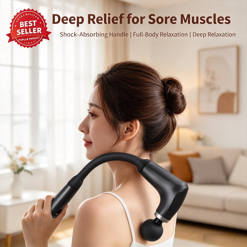 Massage Gun - ปืนนวดไฟฟ้าอัจฉริยะ, เครื่องนวดกล้ามเนื้อแบบมือถือ, ปืนนวดพกพาเพื่อบรรเทาอาการปวดเมื่อยกล้ามเนื้อ, ของขวัญสำหรับใช้ในบ้าน