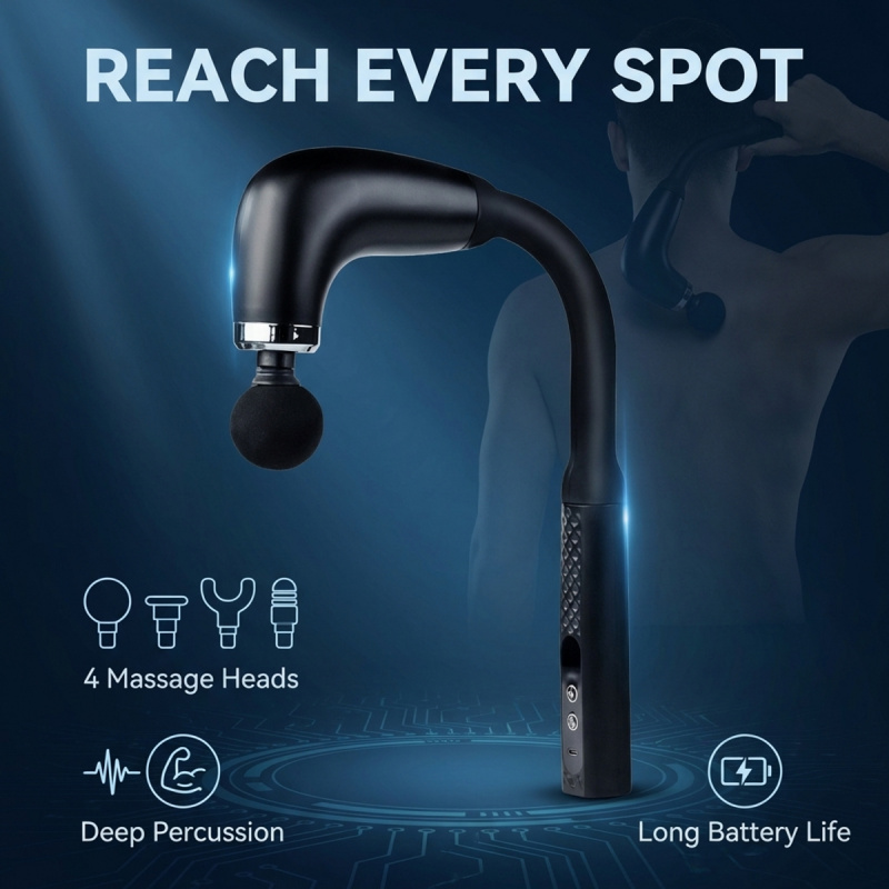 Massage Gun - ปืนนวดกล้ามเนื้อไฟฟ้า 4 หัว นวดเนื้อเยื่อลึก บรรเทาอาการปวด พกพาสะดวก
