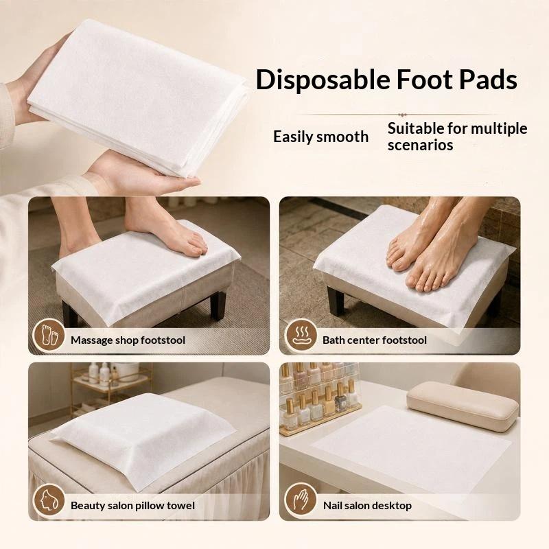 Foot Spa - 100 ชิ้น ผ้าขนหนูสำหรับหมอนแบบใช้แล้วทิ้ง ทำจากผ้าทอ นุ่มสบายผิว ถูกสุขอนามัย